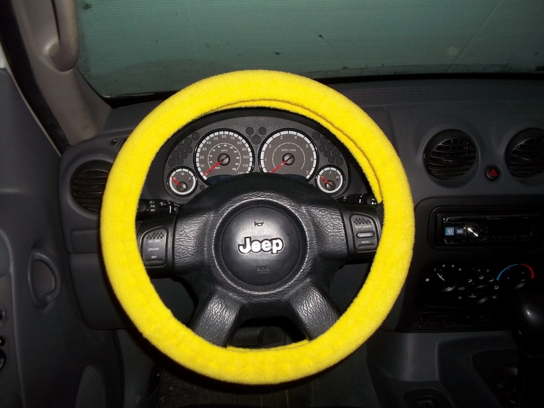 Fleece Steering Wheel Cover Bright Yellow Etsy