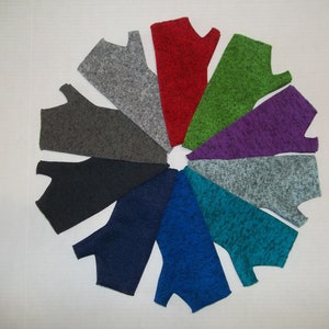 Sweater Knit Fleece Fingerless Gloves, Arm Warmers, Red, Green, Purple, Turquoise, Blue, Black, and Gray image 1