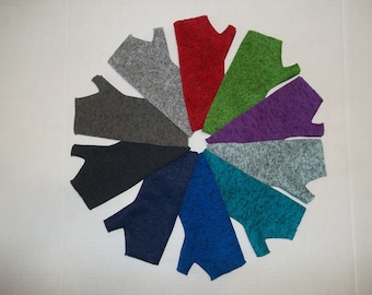 Sweater Knit Fleece Fingerless Gloves, Arm Warmers, Red, Green, Purple, Turquoise, Blue, Black, and Gray