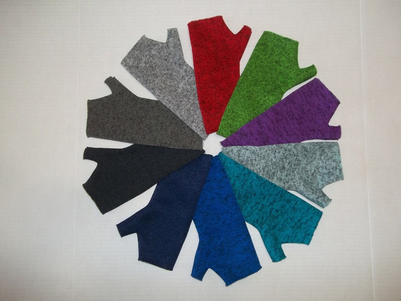 Sweater Knit Fleece Fingerless Gloves, Arm Warmers, Red, Green, Purple, Turquoise, Blue, Black, and Gray image 1