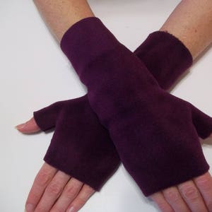 Purple, Eggplant Premium Luxe Fleece Fingerless Gloves