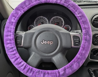 Plush Fleece Steering Wheel Cover, Purple Bubbles