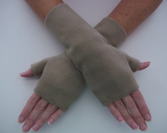 NEW Taupe Premium Luxe Fleece Fingerless Gloves