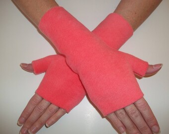 Coral Premium Luxe Fleece Fingerless Gloves