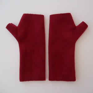 Maroon, Red Premium Luxe Fleece Fingerless Gloves image 4