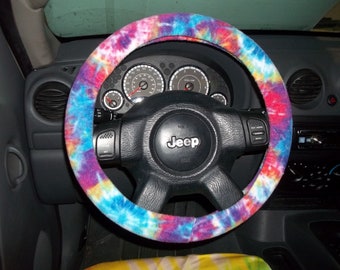 BIGCARJOB Tie Dye Print Streering Wheel Cover,Rainbow Color Auto Streering Wheel Covers Protector fit Most Car SUV Van Sedan,for Women BIGCARJOB Tie Dye Print Streering Wheel Cover,Rainbow Color Auto Streering Wheel Covers Protector fit Most Car SUV Van Sedan,for Women