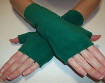 Green Premium Luxe Fleece Fingerless Gloves