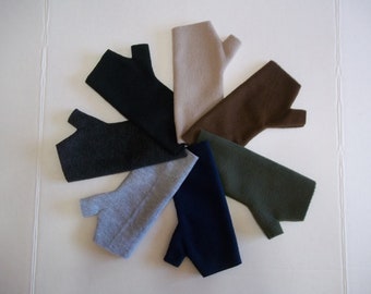 Fleece Fingerless Gloves, Arm Warmers, Texting Gloves, Solid Neutral Colors, Taupe, Brown, Green, Blue, Light Gray, Charcoal or Black.