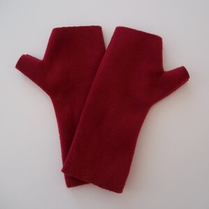 Maroon, Red Premium Luxe Fleece Fingerless Gloves image 3