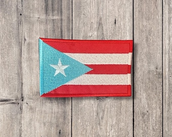 Puerto Rico / Bandera puertorriqueña / Parche termoadhesivo / Bordado / dtmf