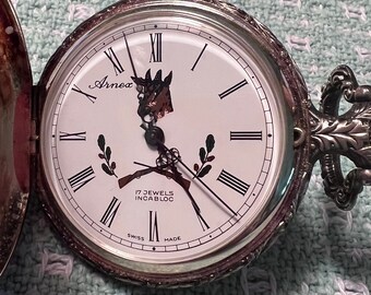 Arnex 17 Jewels Incabloc Swiss Pocket Watch With Elk Scene Etsy