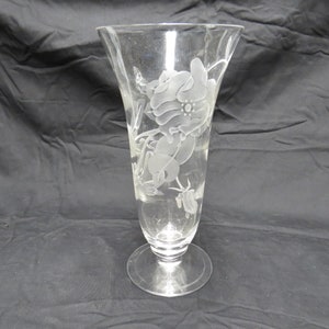 Crystal Vase with Flower Etchings
