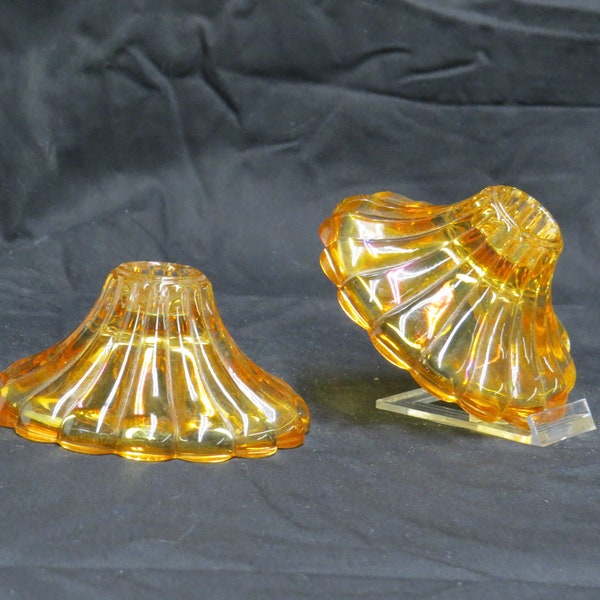 Marigold Carnival Glass Candle Holder Etsy