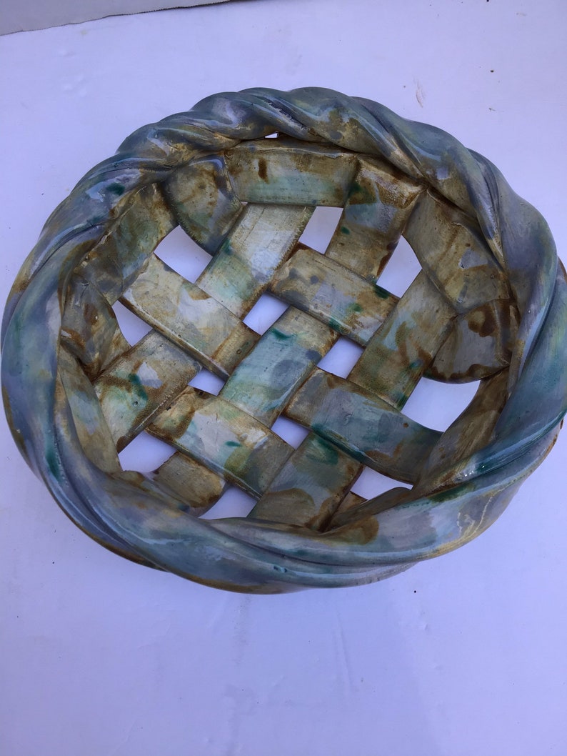 Woven pottery bowl-bread warmer-bread baker-fruit bowl-centerpiece-home decor image 5