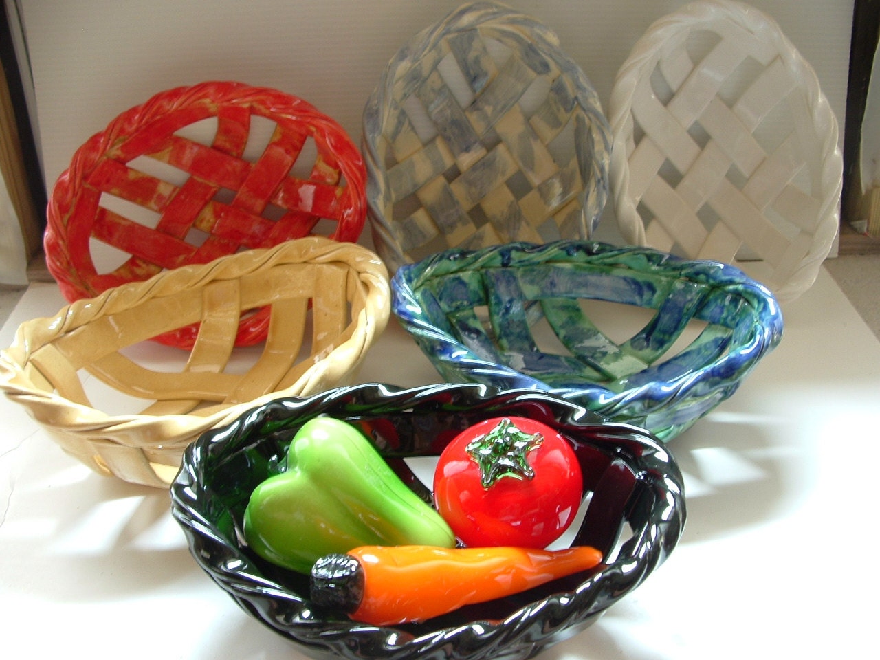 Woven Clay Basket fruit bowl bread warmer baker home decor