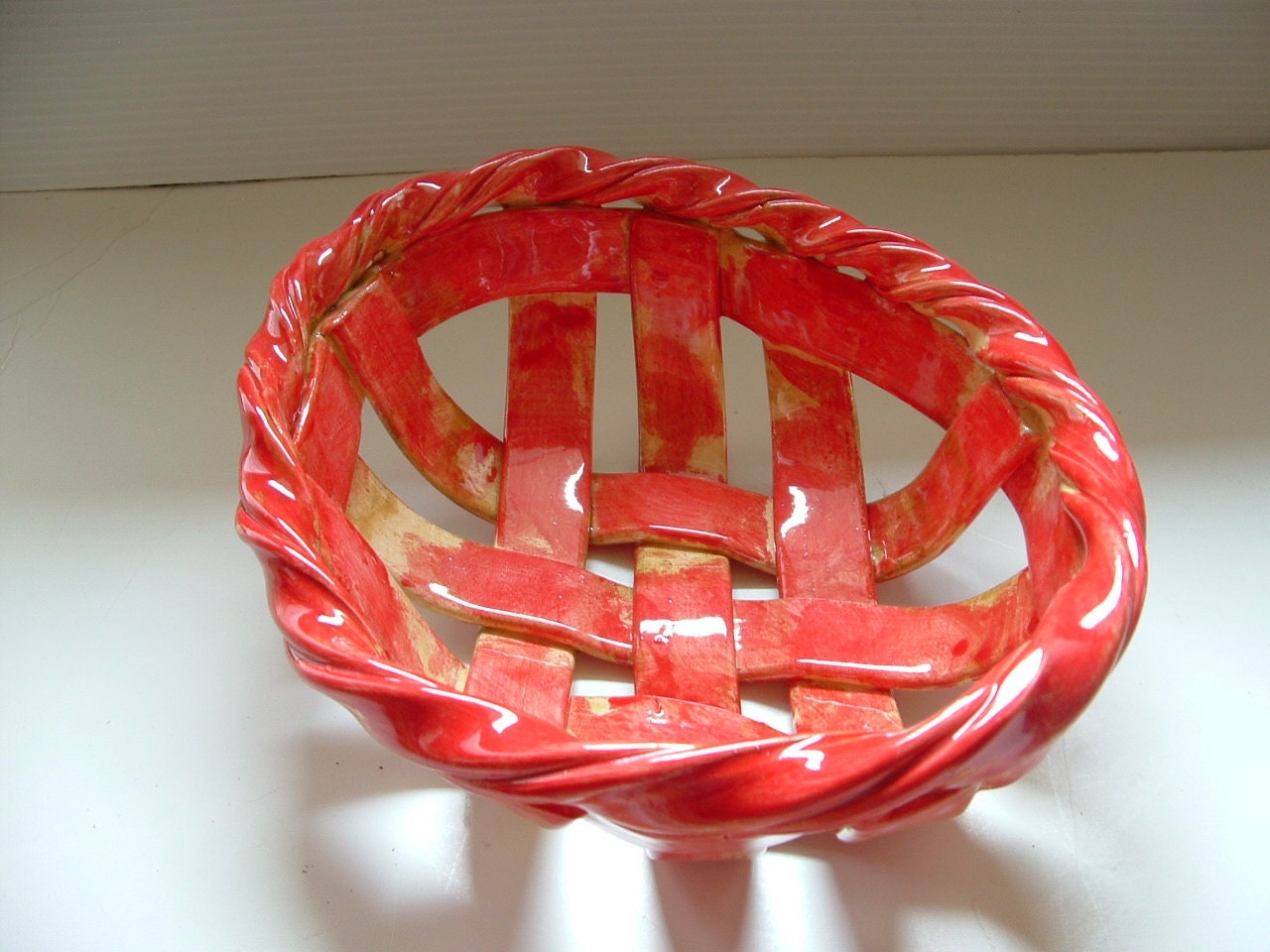 Woven Clay Basket fruit bowl bread warmer baker home decor