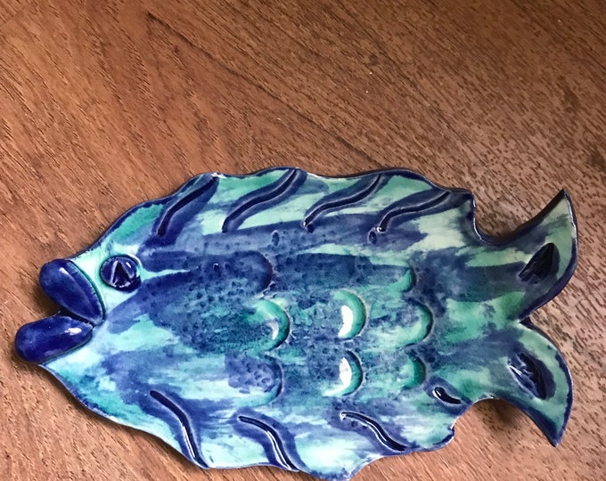 Ceramic fish spoon rest- soap dish-ring holder-tea light holder-handcrafted pottery fish