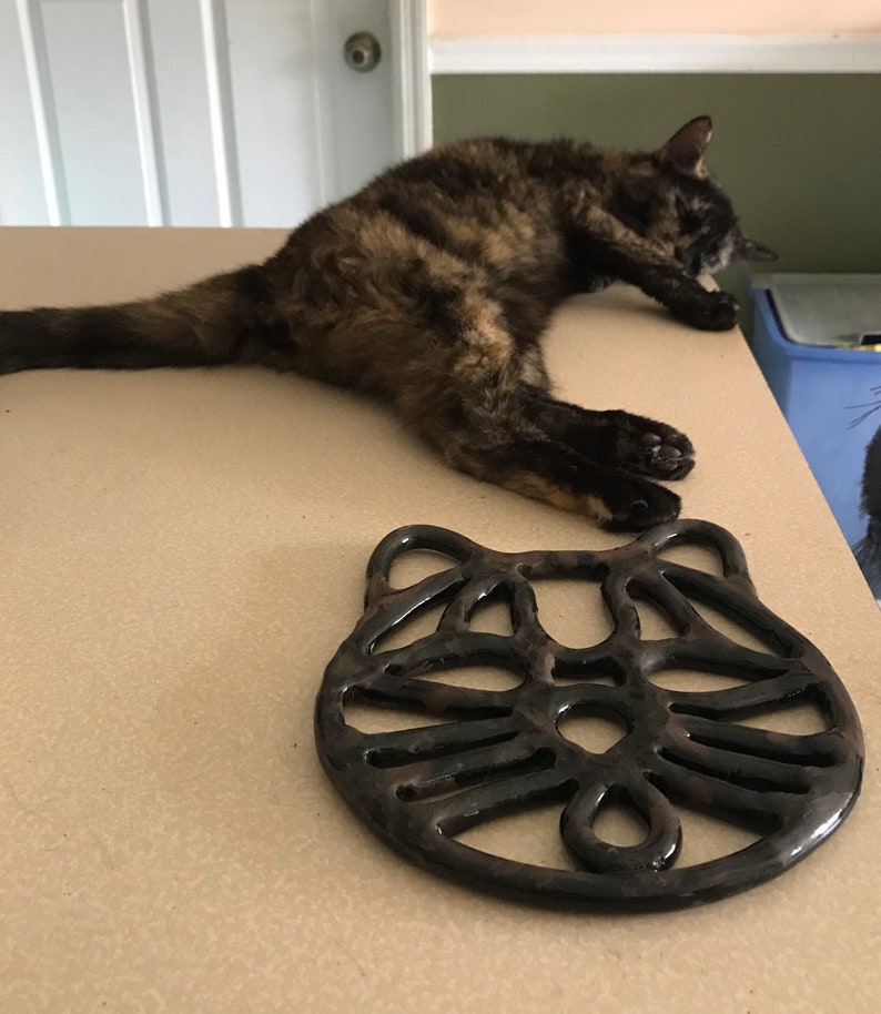 Ceramic cat trivet-functional cat decor-custom cat gift image 10