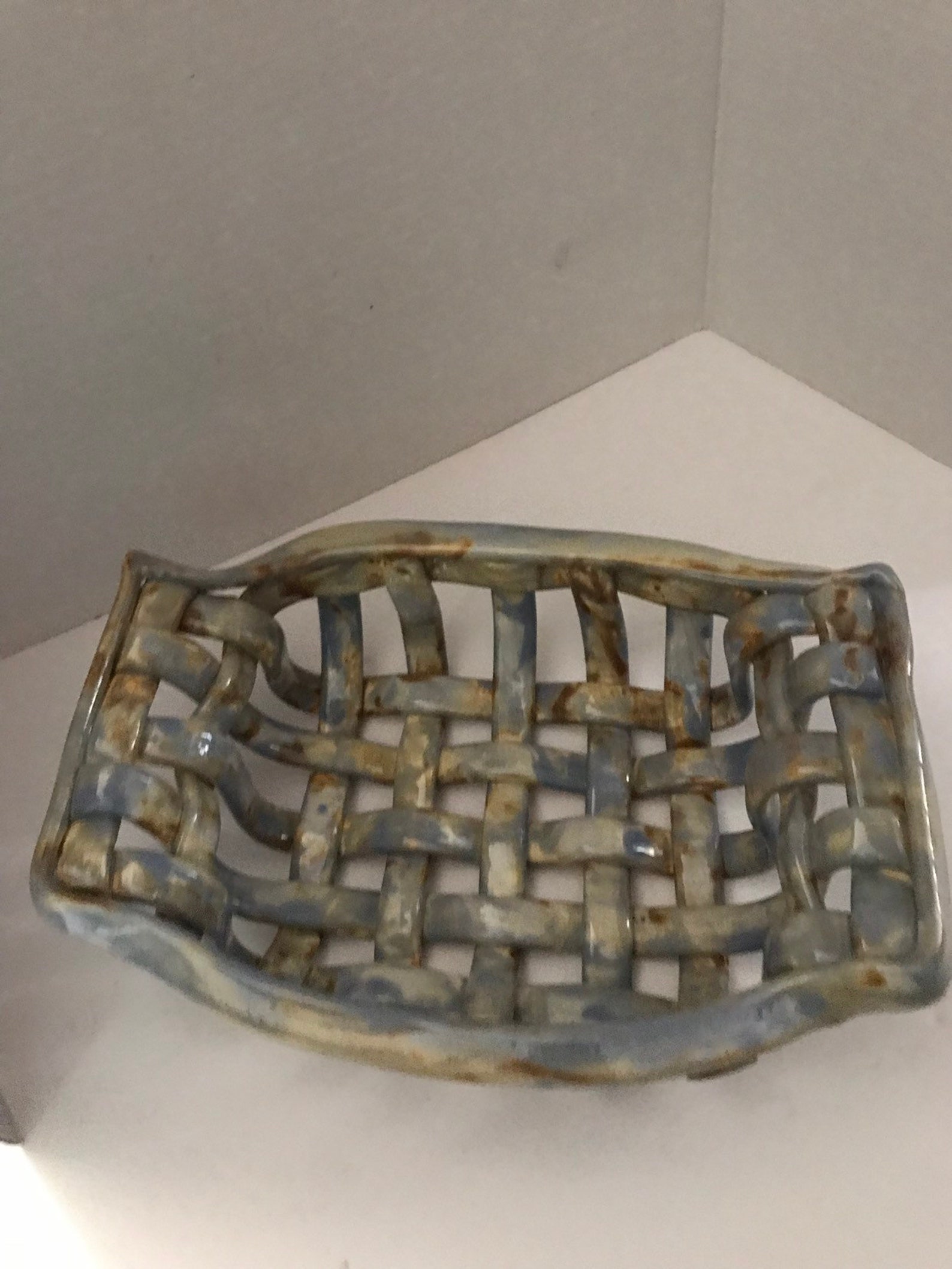 Woven Clay Basket With Handlesbread Warmeraerated Fruit Etsy