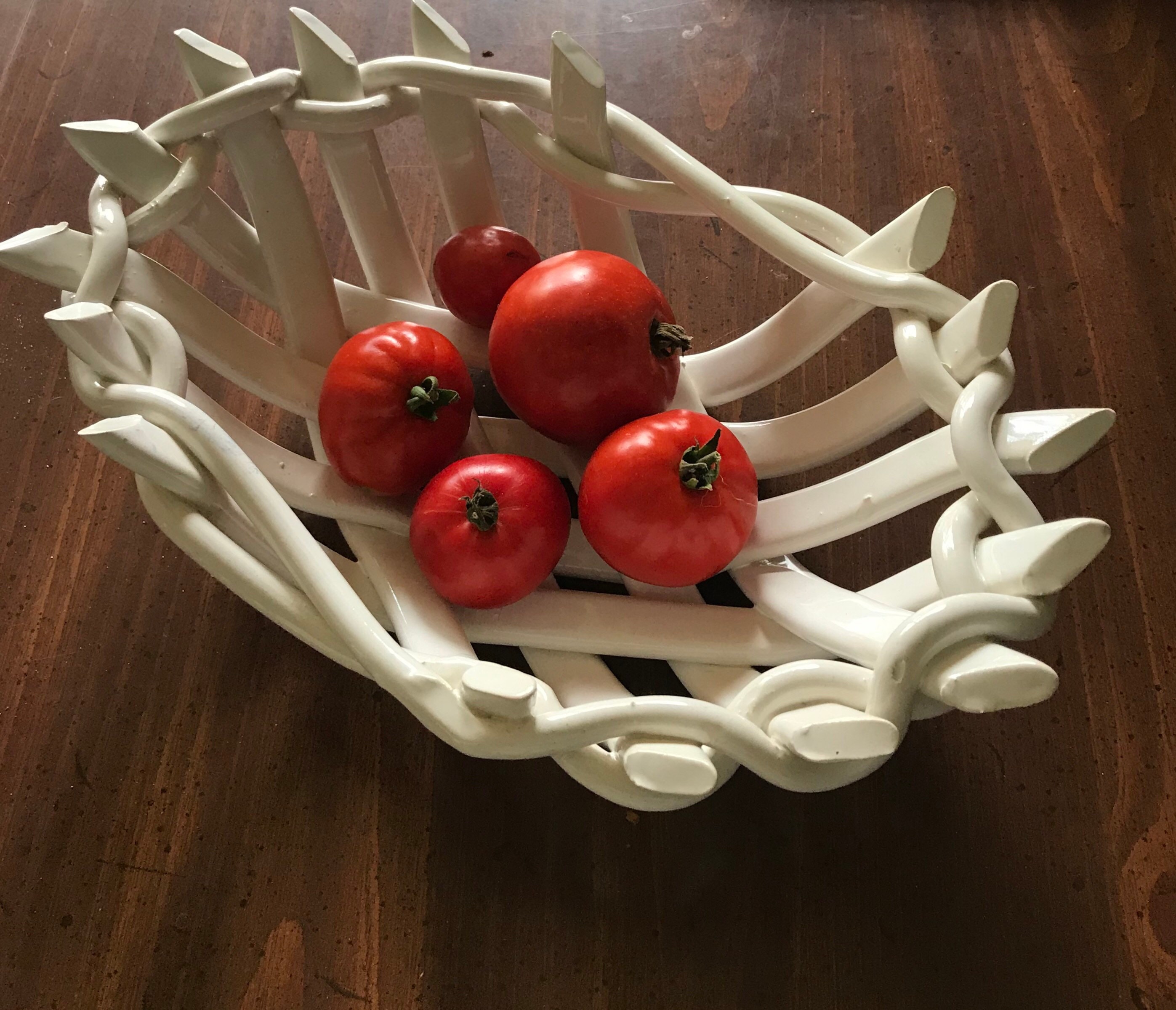 Woven Clay Basket Fruit Bowl Bread Warmer Baker home Decor Functional  Ceramic Basket 