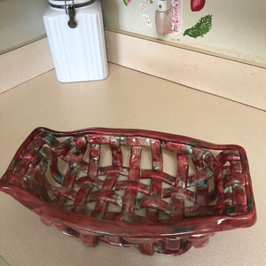 Ceramic bread basket with built in handles image 4