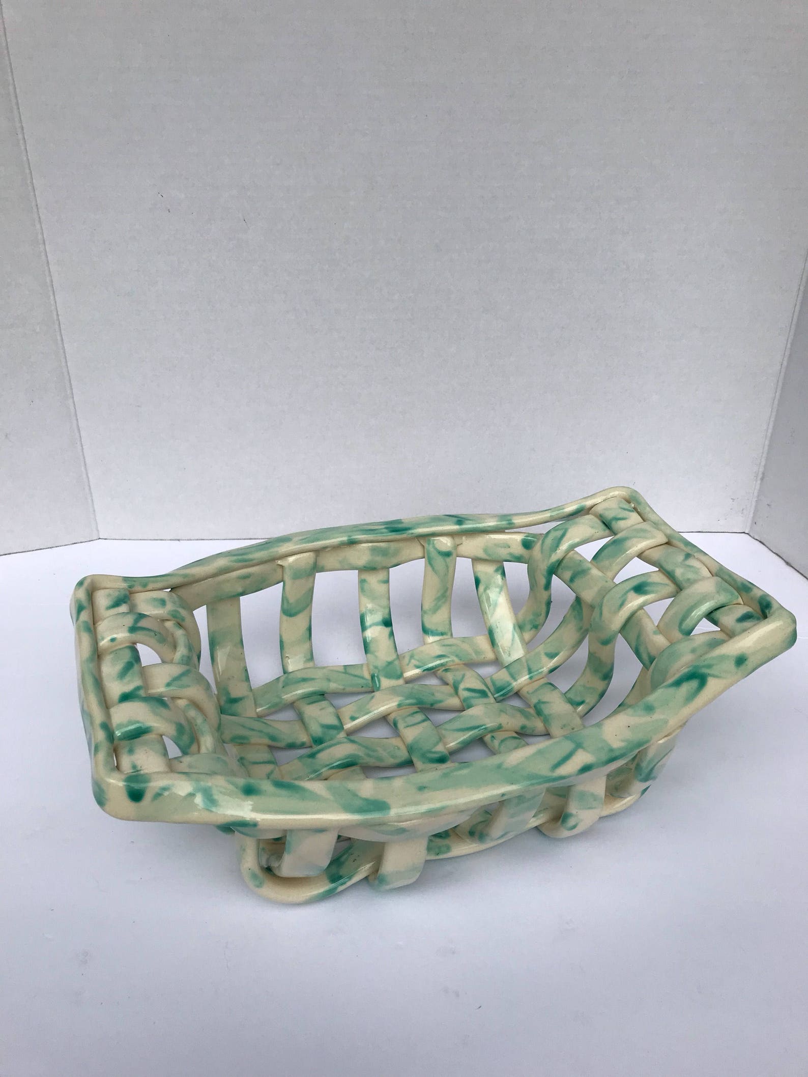 Woven Clay Basket With Handlesbread Warmeraerated Fruit Etsy