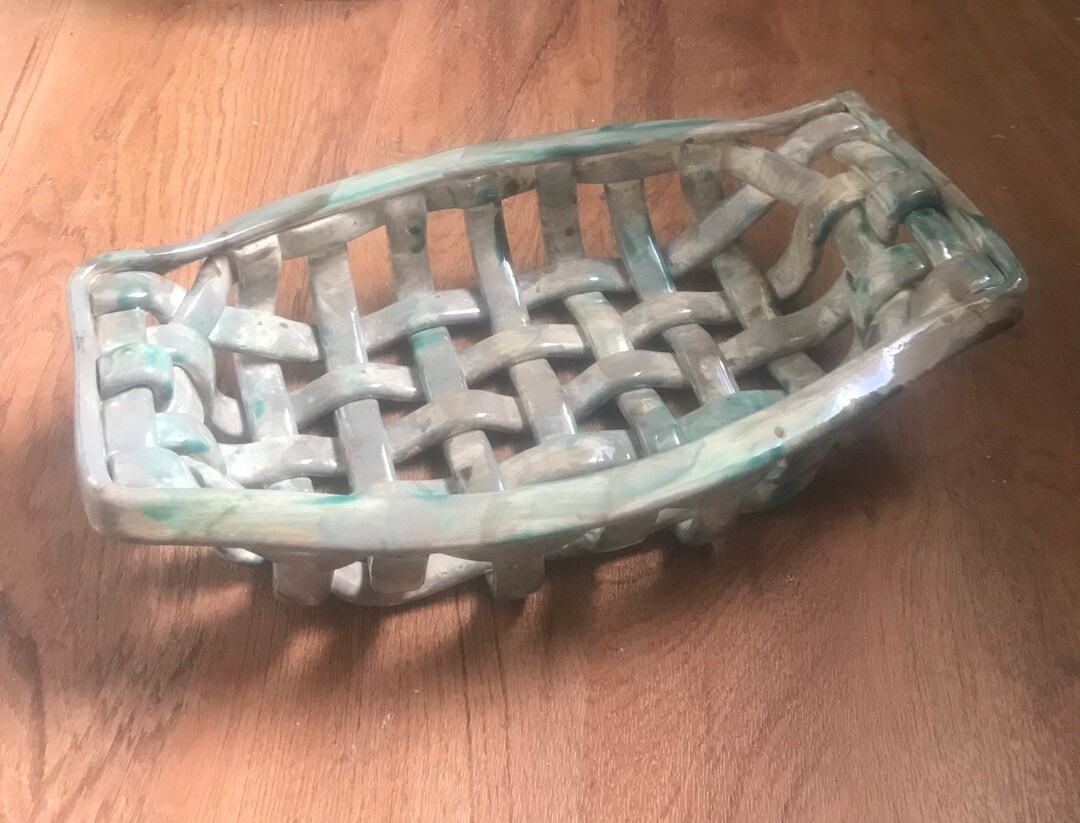 Ceramic Bread Basket With Built in Handles Etsy
