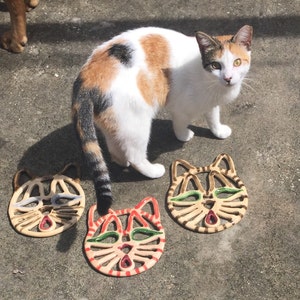 Ceramic cat trivet-functional cat decor-custom cat gift image 2