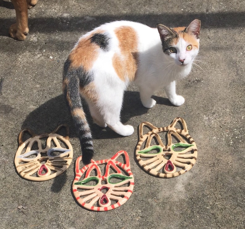 Ceramic cat trivet-functional cat decor-custom cat gift image 2
