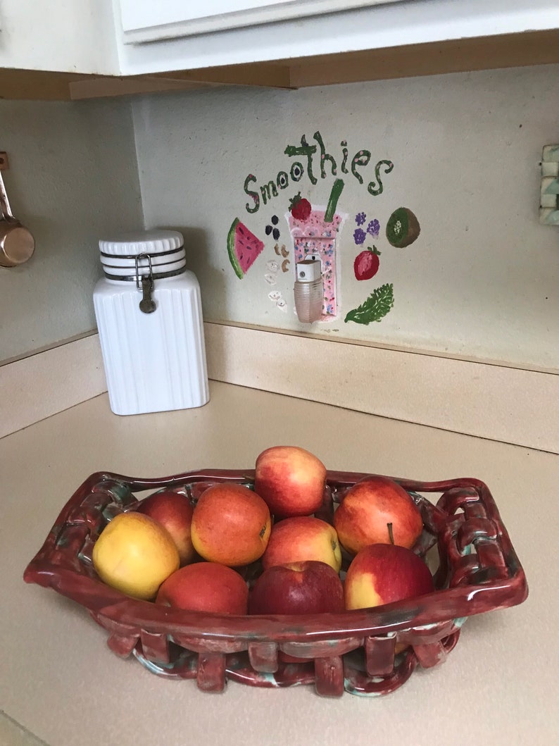 Ceramic bread basket with built in handles image 6