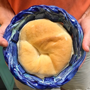 Woven pottery bowl-bread warmer-bread baker-fruit bowl-centerpiece-home decor