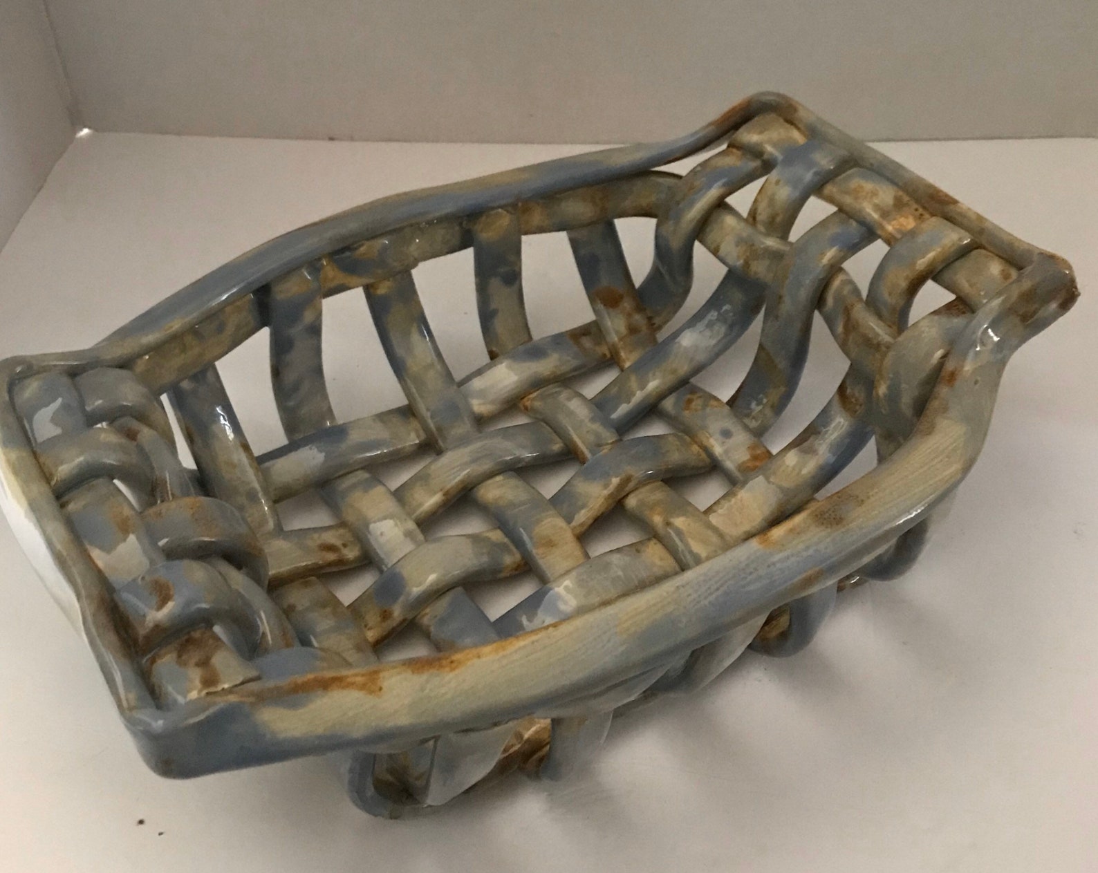 Woven Clay Basket With Handlesbread Warmeraerated Fruit Etsy