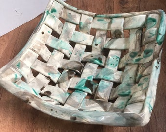 Woven Lattice Ceramic Basket