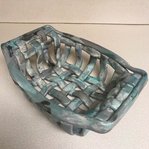 Rectangular ceramic fruit bowl-bread warmer-baker-centerpiece