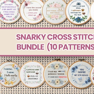 Funny Floral Cross Stitch Pattern: Snarky Sassy Quote (PDF Download)