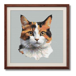 Cat Cross Stitch Pattern | Digital Download | Calico Cat Cross Stitch PDF