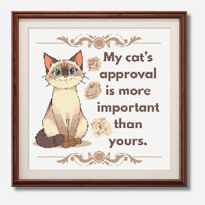 Schema punto croce gatto divertente in PDF / Citazione impertinente di un animale domestico per la decorazione della casa / Download digitale per amanti dei gatti e appassionati di ricamo