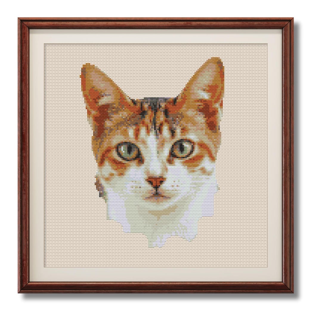 Calico Cat Cross Stitch Pattern PDF | Cute Cat Counted Cross Stitch ...