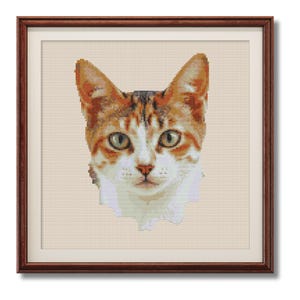 Calico Cat Cross Stitch Pattern: Pet Portrait (Digital Download)