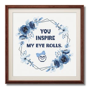Funny Floral Cross Stitch Pattern: Snarky Sarcastic Design (PDF Download)