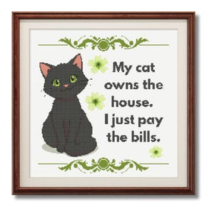 Schema punto croce gatto divertente in PDF / Citazione impertinente di un animale domestico per la decorazione della casa / Download digitale per amanti dei gatti e appassionati di ricamo