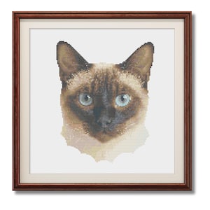 Siamese Cat Cross Stitch Pattern PDF – Realistic Pet Portrait Needlework | Instant Download Gift for Cat Lovers & Stitchers