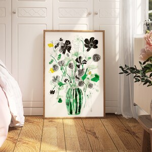 モダンフラワーアート、花の水彩画プリント、花の絵画、アートプリントリアル、花の花、ダウンロード可能なプリント、フラワーアート、ウォールアート