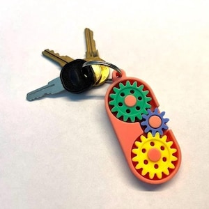 3D Printed Gear Fidget Spinner Keychain: Stress Relief Toy