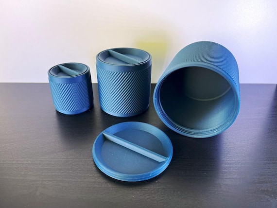 高精度3Dプリント　完全密閉　誤開封防止構造　ガス缶型スタッシュケース　パープル ネジ蓋付き円筒形収納ボックスセット - 3DプリントSTLファイル（即時