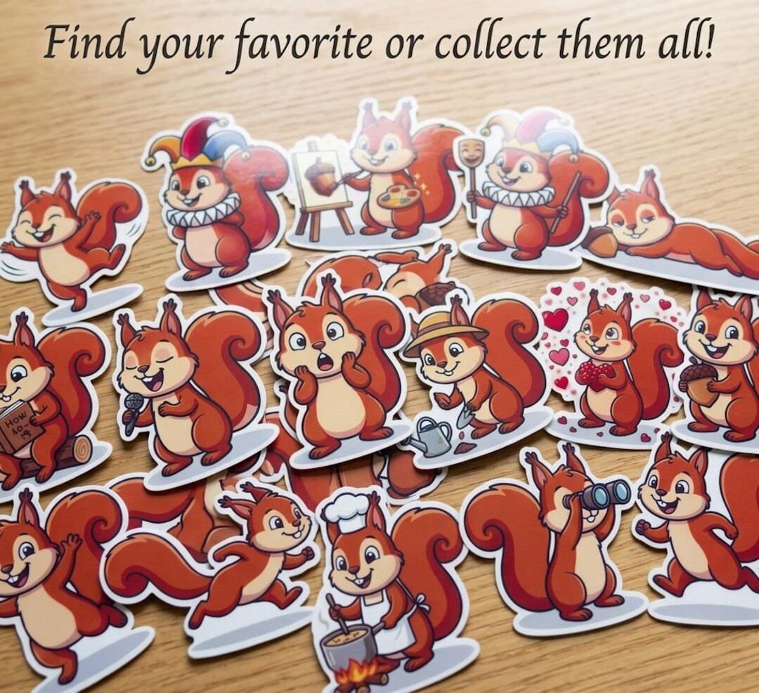 Funny Squirrel Sticker, Waterproof Vinyl Decal for Laptop, Water Bottle ...