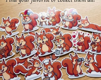 Funny Squirrel Sticker, Waterproof Vinyl Decal for Laptop, Water Bottle (1, 2, 3 Inch)