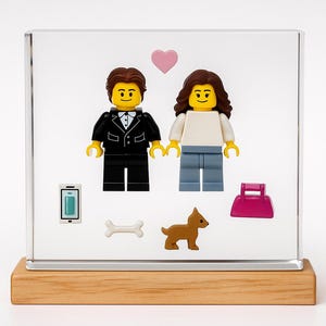 Personalisierte LEGO Minifigure Resin Art - Handgefertigte benutzerdefinierte Paar Display, Einzigartige Hochzeit, Valentinstag, oder Sammlergeschenk