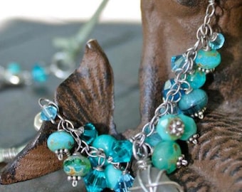 Aqua Jetty Authentic Sea Glass Necklace with mermaid positive energy