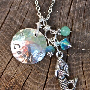 I Am a Real Mermaid Necklace / Hand Stamped Sterling Silver with Mermaid Charm/ Beach Lover image 4